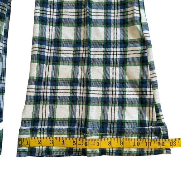 NWT Vintage 60s 70s Green Plaid Flared Cuffed Pants 4/6 - Picture 12 of 12